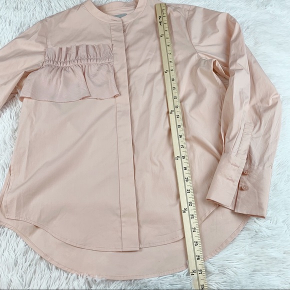 Grey Jason Wu long sleeve ruffle button up shirt collarless peach - Picture 3 of 10
